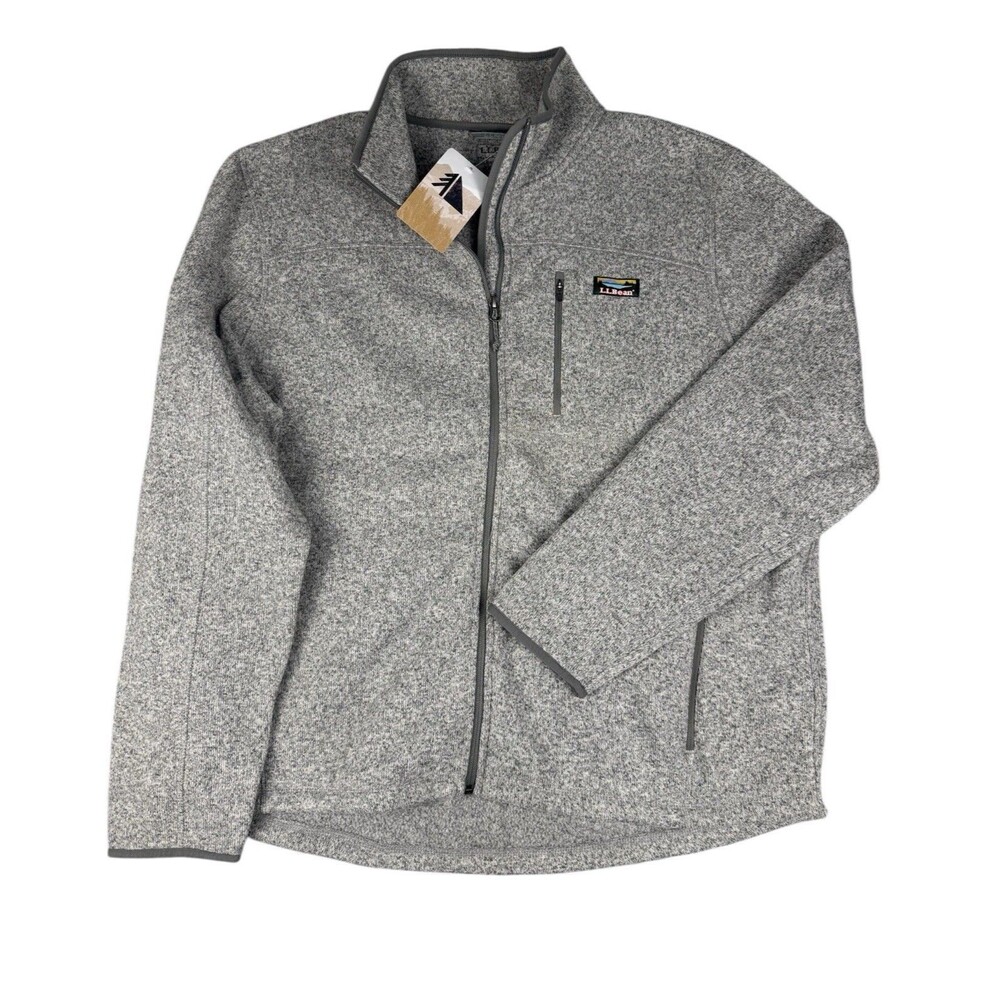 LL Bean Sweater Fleece Full Zip Jacket Men Size 2XL Gray Slightly Fitted Outdoor